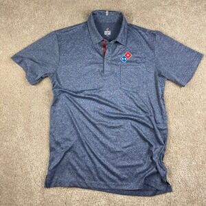 Dominos Gear Mens Small Blue Heathered Performance Polo Shirt Work Uniform Logo